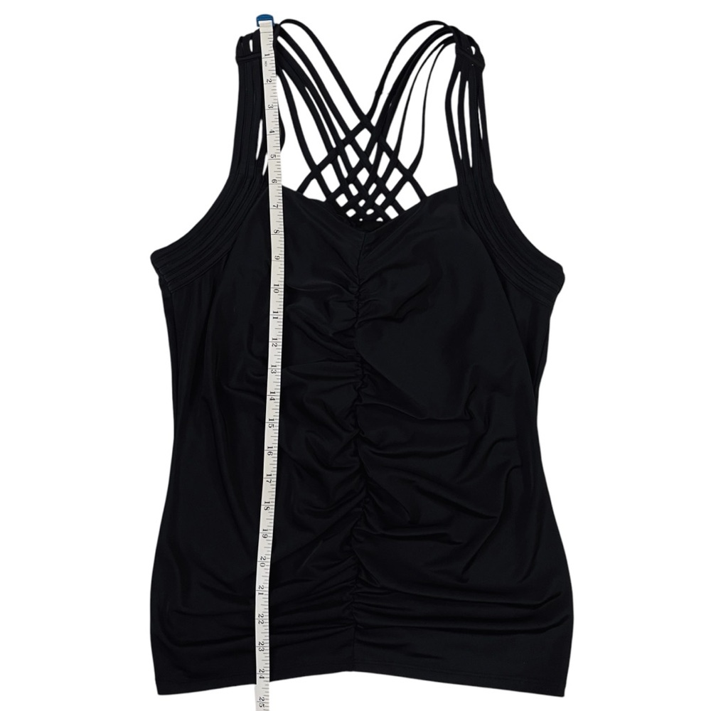 Carmen Marc Valvo Black Ruched Tank Top Strappy Back Cutout Stretch M * - Picture 6 of 6